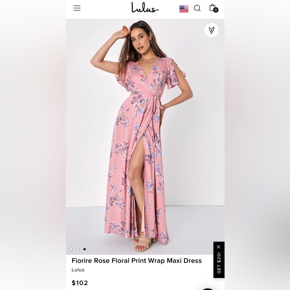 Lulus - Fiorire Rose Floral Print Wrap Maxi Dress